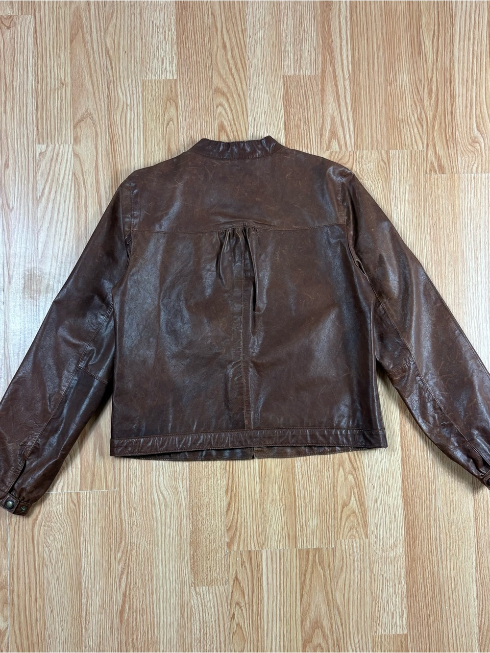 Vintage old navy Brown Leather Zip Front Jacket - Picture 5 of 8